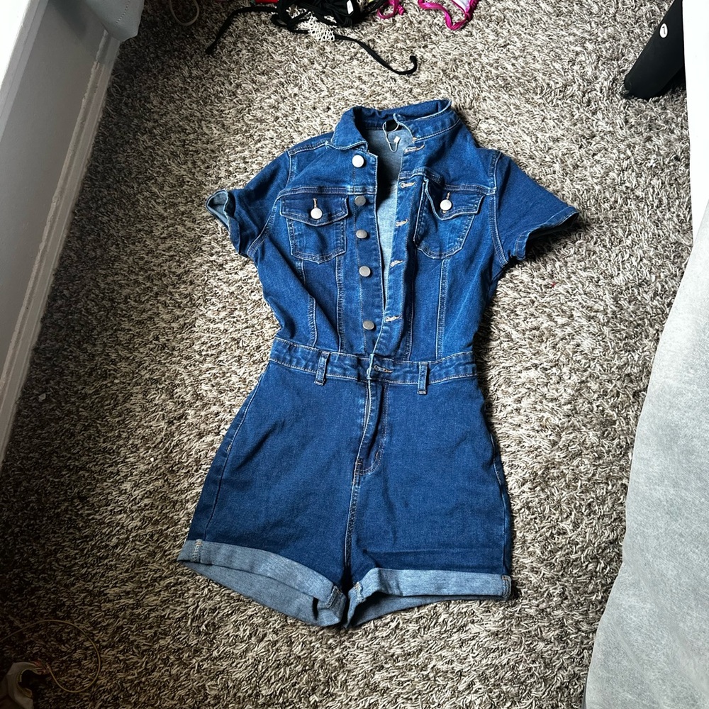 SHEIN Blue Denim Jumpsuit with Tailored Fit